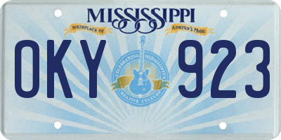 MS license plate OKY923
