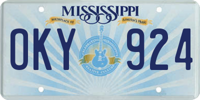 MS license plate OKY924