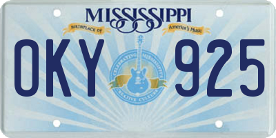 MS license plate OKY925