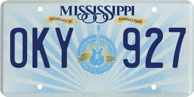 MS license plate OKY927