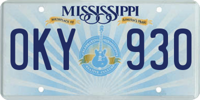 MS license plate OKY930