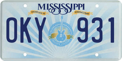 MS license plate OKY931