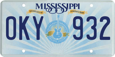 MS license plate OKY932