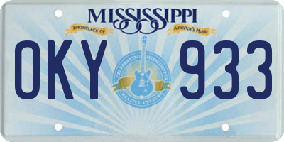 MS license plate OKY933