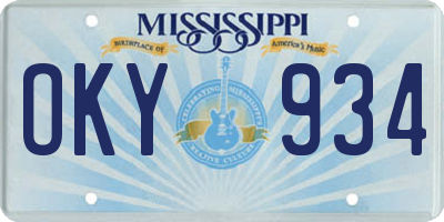 MS license plate OKY934
