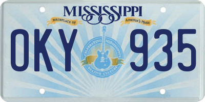 MS license plate OKY935