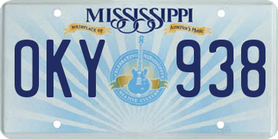 MS license plate OKY938