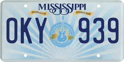 MS license plate OKY939