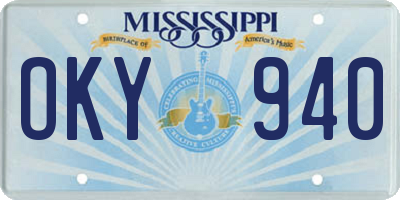 MS license plate OKY940