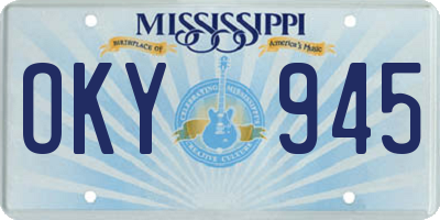 MS license plate OKY945