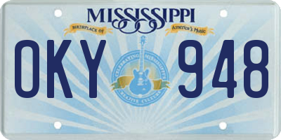 MS license plate OKY948