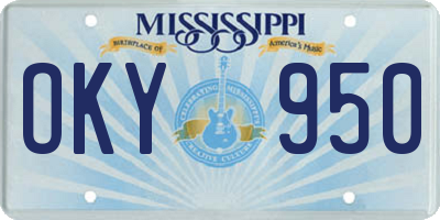 MS license plate OKY950