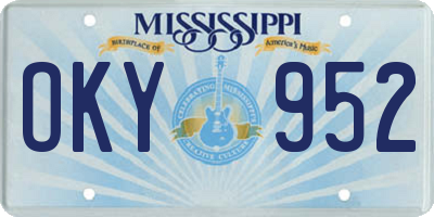 MS license plate OKY952