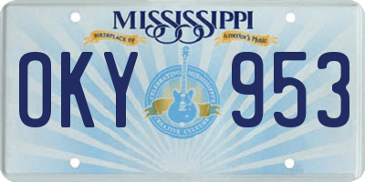 MS license plate OKY953