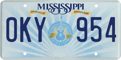 MS license plate OKY954