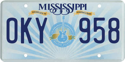 MS license plate OKY958