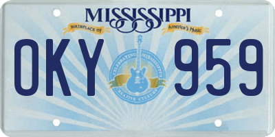 MS license plate OKY959