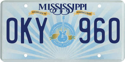 MS license plate OKY960