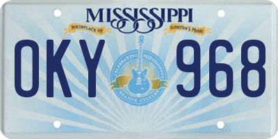 MS license plate OKY968