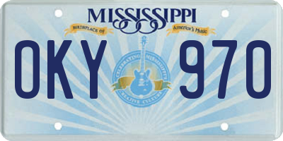 MS license plate OKY970