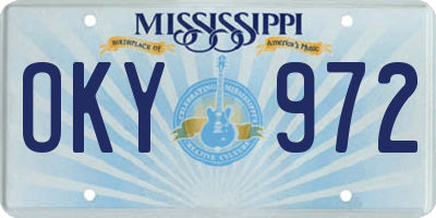 MS license plate OKY972
