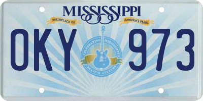 MS license plate OKY973