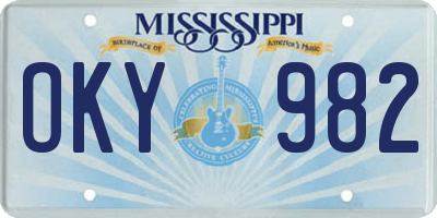 MS license plate OKY982