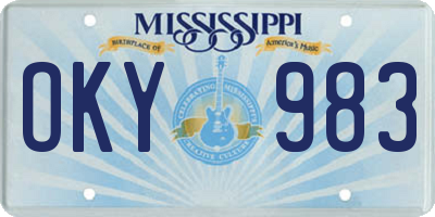 MS license plate OKY983