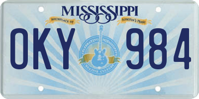 MS license plate OKY984