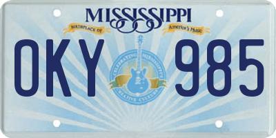 MS license plate OKY985