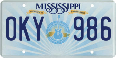 MS license plate OKY986