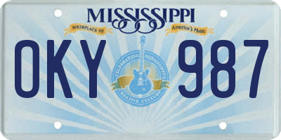 MS license plate OKY987
