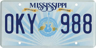 MS license plate OKY988