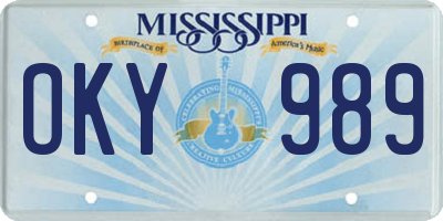 MS license plate OKY989
