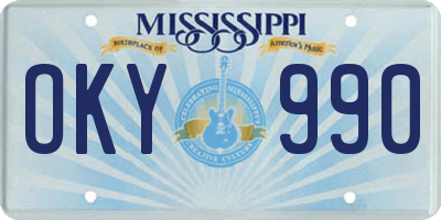 MS license plate OKY990