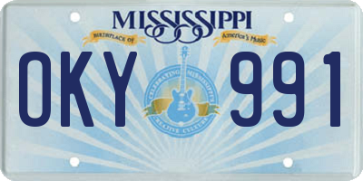 MS license plate OKY991