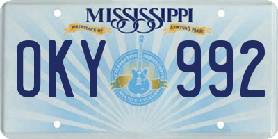 MS license plate OKY992