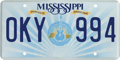 MS license plate OKY994