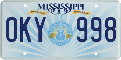 MS license plate OKY998