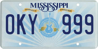 MS license plate OKY999