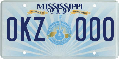 MS license plate OKZ000