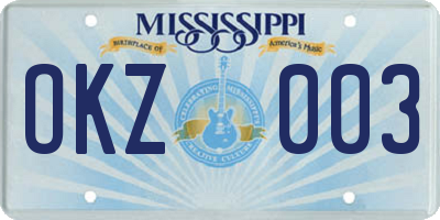 MS license plate OKZ003