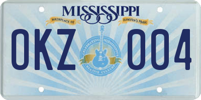 MS license plate OKZ004