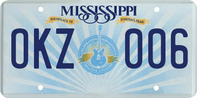 MS license plate OKZ006