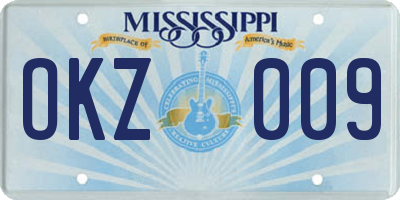 MS license plate OKZ009