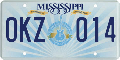 MS license plate OKZ014