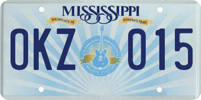 MS license plate OKZ015