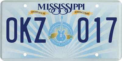 MS license plate OKZ017