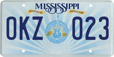 MS license plate OKZ023