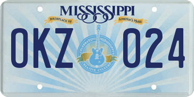 MS license plate OKZ024
